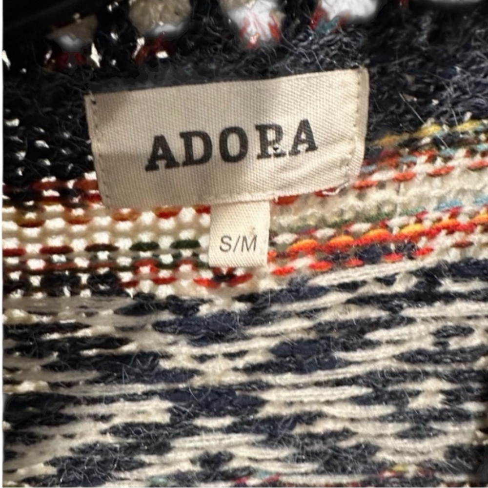 Boho Fringe Cardigan Southwestern Fair Isle Knit Sweater Adora S/M - Picture 5 of 7